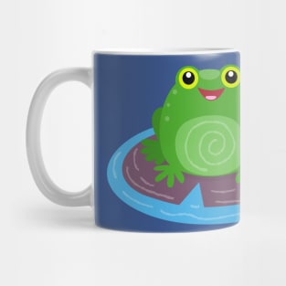 Cute happy green frog cartoon illustration Mug